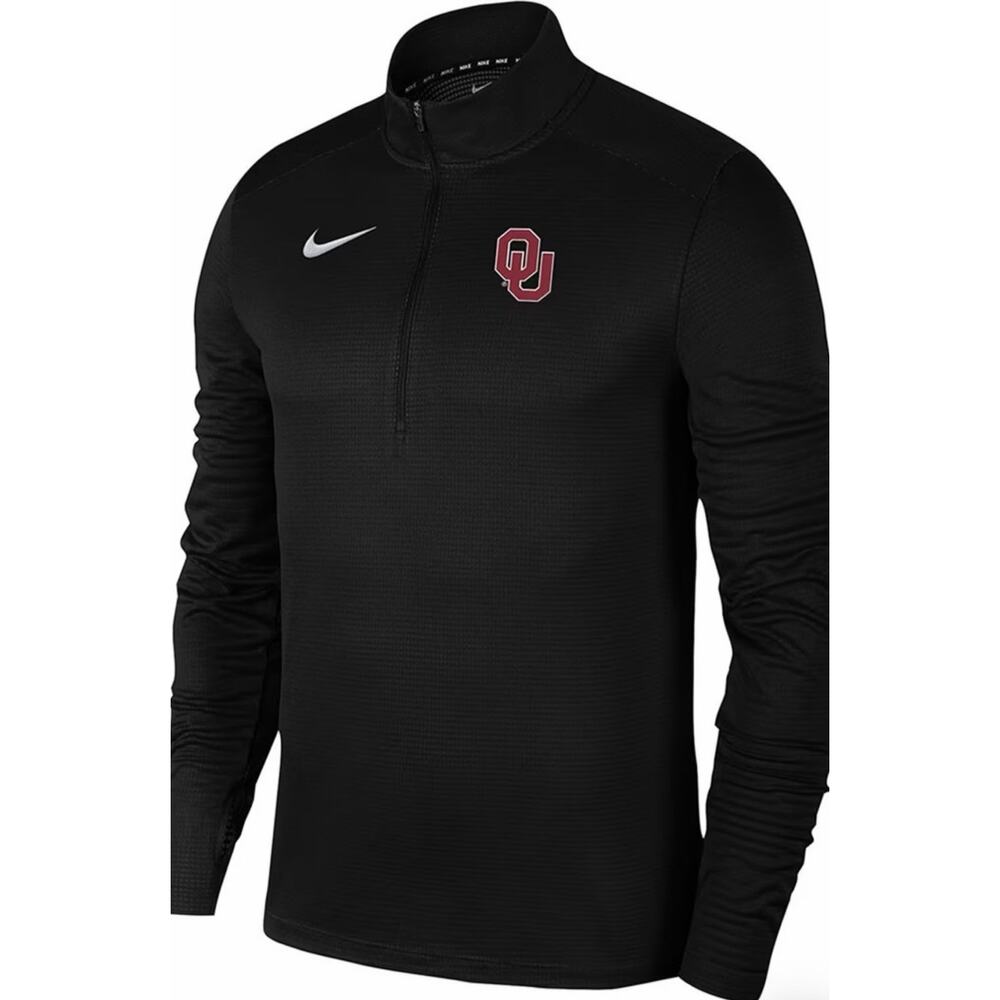 NWT Men’s Nike Training Oklahoma Sooners 1/4 Zip Pullover Small Black Dri Fit